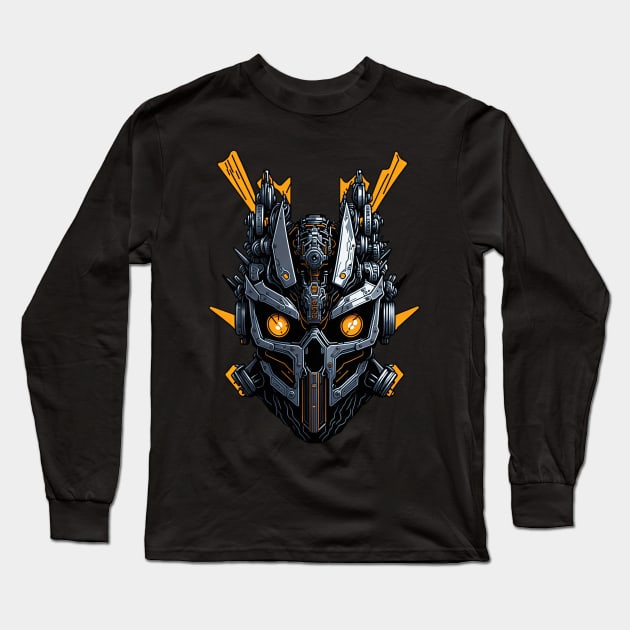 Mecha Skull S03 D70 Long Sleeve T-Shirt by Houerd